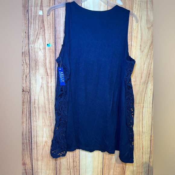 Kelly by Clinton Kelly Navy Blue Lace Tank Top Plus Size 2X NWT - Picture 3 of 6